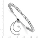 Sterling Shimmer Sterling Silver Rhodium-plated 3.5mm CZ 35 Stone Adjustable Bracelet