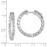 Sterling Shimmer Sterling Silver Rhodium-plated 30 Stone 2.3mm CZ In and Out Round Hinged Hoop Earrings - QE-96D5C0B9-9009