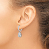 Sterling Shimmer Sterling Silver Rhodium-plated 30 Stone CZ Teardrop Dangle Hinged Hoop Earrings
