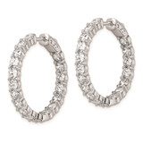Sterling Shimmer Sterling Silver Rhodium-plated 36 Stone 3.75mm CZ In and Out Round Hinged Hoop Earrings - QE-52361FEC-2784