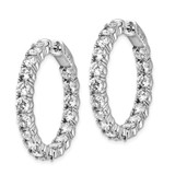 Sterling Shimmer Sterling Silver Rhodium-plated 36 Stone 3.75mm CZ In and Out Round Hinged Hoop Earrings - QE-B84BE153-4886