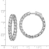 Sterling Shimmer Sterling Silver Rhodium-plated 36 Stone 3.75mm CZ In and Out Round Hinged Hoop Earrings - QE-B84BE153-4886