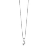 Sterling Shimmer Sterling Silver Rhodium-plated 4 Stone 16 inch Moon and Star CZ Necklace with 2 inch extender