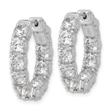Sterling Shimmer Sterling Silver Rhodium-plated 4.3mm CZ 18 Stone Oval In and Out Hinged Hoop Earrings