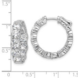 Sterling Shimmer Sterling Silver Rhodium-plated 4.75mm CZ 18 Stone In and Out Hinged Hoop Earrings