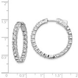Sterling Shimmer Sterling Silver Rhodium-plated 40 Stone 3.0mm CZ In and Out Round Hinged Hoop Earrings