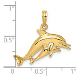 14K 2-D Double Dolphins Swimming Charm