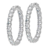 Sterling Shimmer Sterling Silver Rhodium-plated 5.25mm CZ 38 Stone Oval In and Out Hinged Hoop Earrings