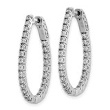 Sterling Shimmer Sterling Silver Rhodium-plated 50 Stone 1.75mm CZ In and Out Oval Hinged Hoop Earrings