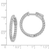 Sterling Shimmer Sterling Silver Rhodium-plated 50 Stone 1.7mm CZ In and Out Round Hinged Hoop Earrings - QE-4C497135-7211