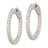 Sterling Shimmer Sterling Silver Rhodium-plated 50 Stone 1.7mm CZ In and Out Round Hinged Hoop Earrings - QE-979BFABD-5838