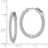 Sterling Shimmer Sterling Silver Rhodium-plated 50 Stone 2mm CZ In and Out Oval Hinged Hoop Earrings