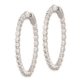 Sterling Shimmer Sterling Silver Rhodium-plated 52 Stone 2.3mm CZ In and Out Round Hinged Hoop Earrings - QE-98208C8D-9748