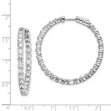 Sterling Shimmer Sterling Silver Rhodium-plated 52 Stone 3.5mm CZ In and Out Round Hinged Hoop Earrings - QE-0F2DF7CD-6336