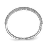Sterling Shimmer Sterling Silver Rhodium-plated 568 Stone CZ Pav‚ Hinged Bangle