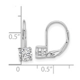 Sterling Shimmer Sterling Silver Rhodium-plated 5mm CZ 2 Stone Leverback Earrings
