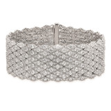 Sterling Shimmer Sterling Silver Rhodium-plated 6.75 inch 759 Stone CZ Mesh Bracelet