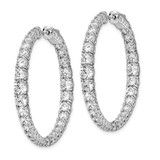 Sterling Shimmer Sterling Silver Rhodium-plated 64 Stone 1.7-4mm Graduated CZ In and Out Round Hinged Hoop Earrings