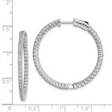 Sterling Shimmer Sterling Silver Rhodium-plated 94 Stone 1.5mm CZ In and Out Round Hinged Hoop Earrings