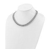 Sterling Shimmer Sterling Silver Rhodium-plated CZ 1300 Stone Curb Link 18 inch Necklace