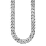 Sterling Shimmer Sterling Silver Rhodium-plated CZ 1850 Stone Curb Link 26 inch Necklace