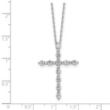 Sterling Shimmer Sterling Silver Rhodium-plated CZ 21 Stone Cross 16 inch with 2 inch Extension Necklace