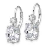 Sterling Shimmer Sterling Silver Rhodium-plated CZ 4 Stone Leverback Earrings