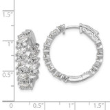 Sterling Shimmer Sterling Silver Rhodium-plated CZ 54 Stone In and Out Hinged Hoop Earrings