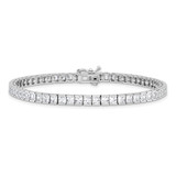 Sterling Shimmer Sterling Silver Rhodium-plated Square 3mm x 3mm CZ 61 Stone 8 inch Bracelet