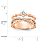 Sterling Shimmer Sterling Silver Rose-tone Flash Rose Gold-plated 27 Stone CZ Ring - QR-FAF23105-7306