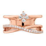 Sterling Shimmer Sterling Silver Rose-tone Flash Rose Gold-plated 27 Stone CZ Ring - QR-FAF23105-7306