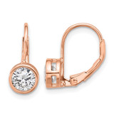 Sterling Shimmer Sterling Silver Rose-tone Flash Rose-gold Plated 5.5mm CZ Leverback Earrings
