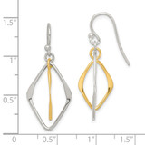 Sterling Silver & Gold Tone Polished Diamond Shaped Dangle Earrings