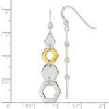Sterling Silver & Gold-tone Polished Hexagon Dangle Earrings