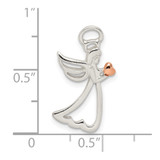Sterling Silver & Rose Tone Polished Angel Pendant