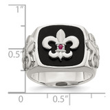 Sterling Silver .03Ruby/Black Agate Fleur de Lis Ring - QR-EDCB354A-8771