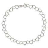 Sterling Silver 0.6mm Fancy Heart Link Anklet
