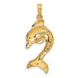 14K 2-D Polished Dolphin Jumping Charm - K7-3825FAF6-1909