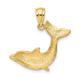 14K 2-D Textured Dolphin Jumping Charm