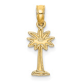 14K 2-D Textured Mini Palmetto Palm Tree Charm