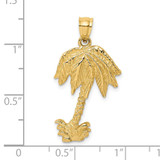 14K 2-D Textured Single Palm Tree Charm - K8-8AC9F67A-6872
