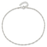 Sterling Silver 1.5mm Singapore 10in Plus 1in ext. Anklet
