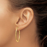 14k 2mm Satin Diamond-cut Endless Hoop Earrings - XY-241ACFF1-4388
