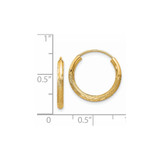 14k 2mm Satin Diamond-cut Endless Hoop Earrings - XY-76EFC1CF-7354