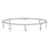 Sterling Silver 10 in Cross Anklet