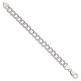 Sterling Silver 10.5mm Semi-Solid Double Link Charm Bracelet - QG-8BB6FD56-3449
