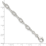 Sterling Silver 10inch Solid Polished Fancy Knot-Link Anklet