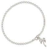 Sterling Silver 10inch Solid Polished Palm Tree Anklet - QG-1B1841C3-4920