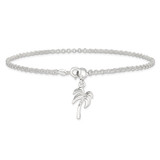 Sterling Silver 10inch Solid Polished Palm Tree Anklet - QG-52C47A90-4201
