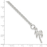 Sterling Silver 10inch Solid Polished Palm Tree Anklet - QG-52C47A90-4201